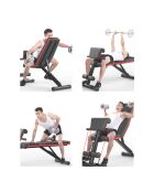 Banc de musculation synerfit multifonctions entraînement complet noir/rouge - 42x130x40-102 cm