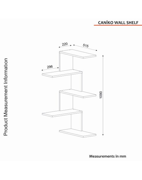 Etagère murale Caniko travertin - 51.5x109x29.6 cm