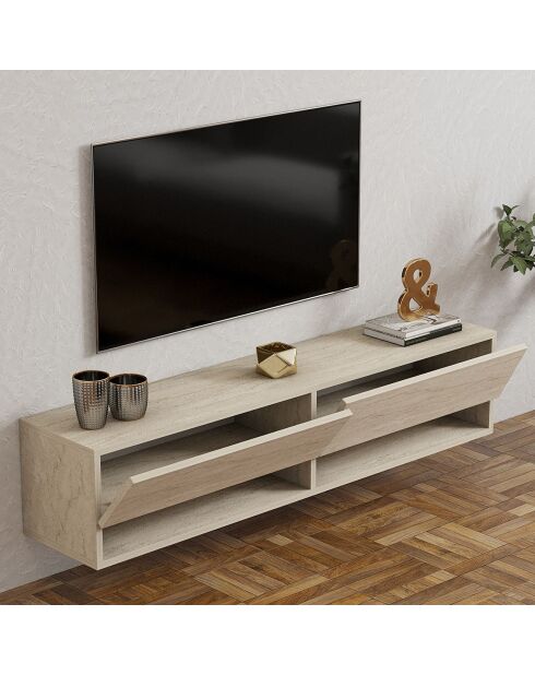 Meuble TV Arges travertin - 141x31x30 cm