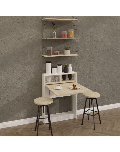 Mesa plegable de travertino con corchete - 70x96x15 cm
