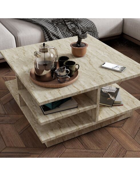 Table basse Skull travertin - 80x40x80 cm