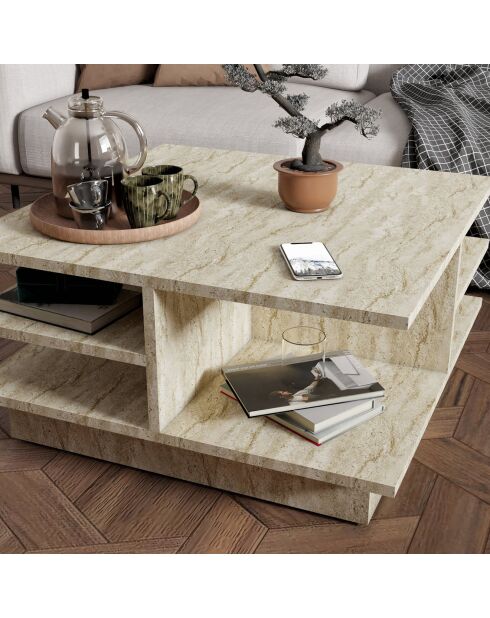 Table basse Skull travertin - 80x40x80 cm