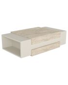 Table basse Nora travertin/grès - 110x31x57 cm
