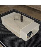 Table basse Nora travertin/grès - 110x31x57 cm