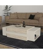 Table basse Nora travertin/grès - 110x31x57 cm