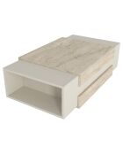 Table basse Nora travertin/grès - 110x31x57 cm