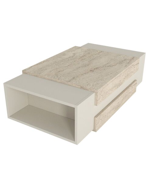 Table basse Nora travertin/grès - 110x31x57 cm