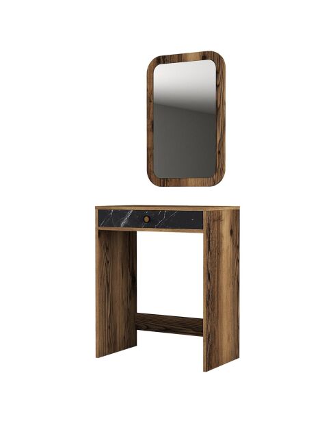 Coiffeuse Lizbon noyer/noir/marbre - 70x40x84.7 cm
