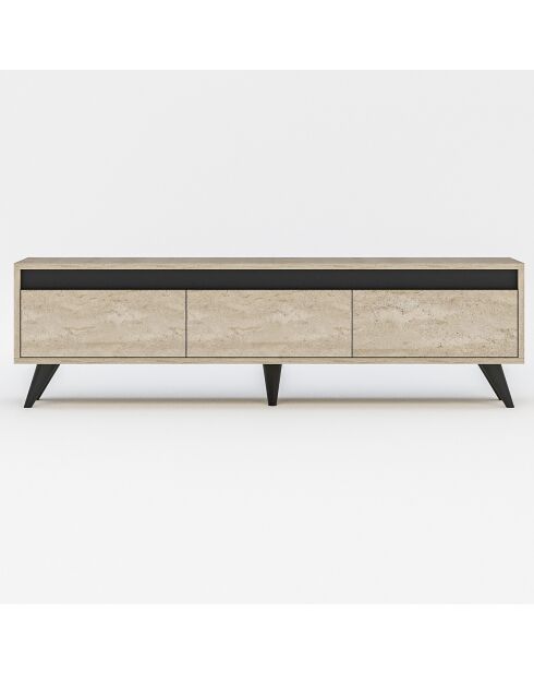 Meuble TV Century travertin/anthracite - 150x29.6x45 cm