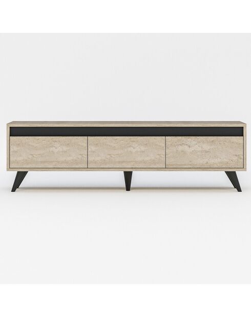 Meuble TV Century travertin/anthracite - 150x29.6x45 cm