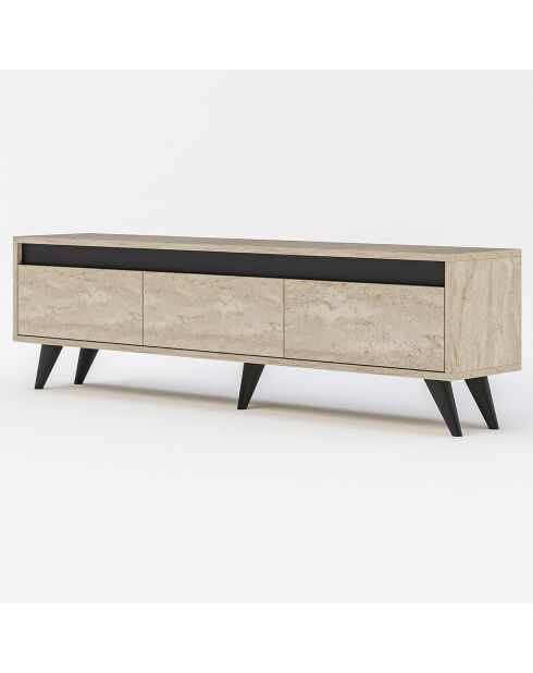 Meuble TV Century travertin/anthracite - 150x29.6x45 cm