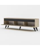 Meuble TV Century travertin/anthracite - 150x29.6x45 cm