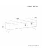 Meuble TV Century travertin/anthracite - 150x29.6x45 cm