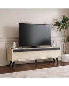 Meuble TV Century travertin/anthracite - 150x29.6x45 cm