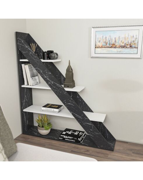 Bibliothèque Pisagor marbre/blanc - 120x131.8x25 cm