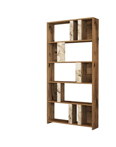 Bibliothèque Lima noyer/blanc - 90x180x20 cm