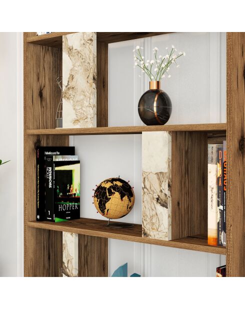 Bibliothèque Lima noyer/blanc - 90x180x20 cm