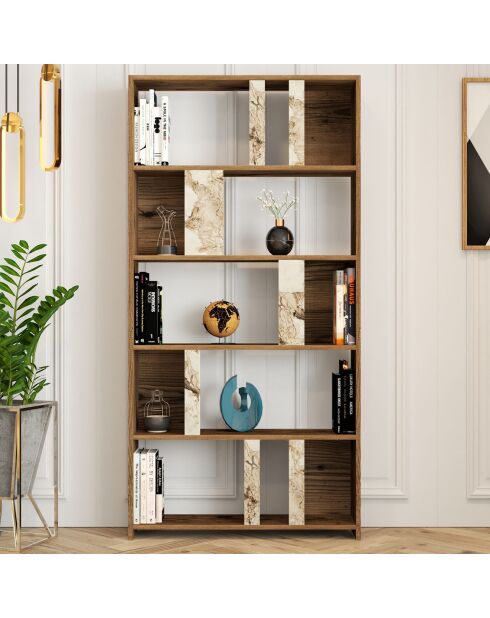 Bibliothèque Lima noyer/blanc - 90x180x20 cm