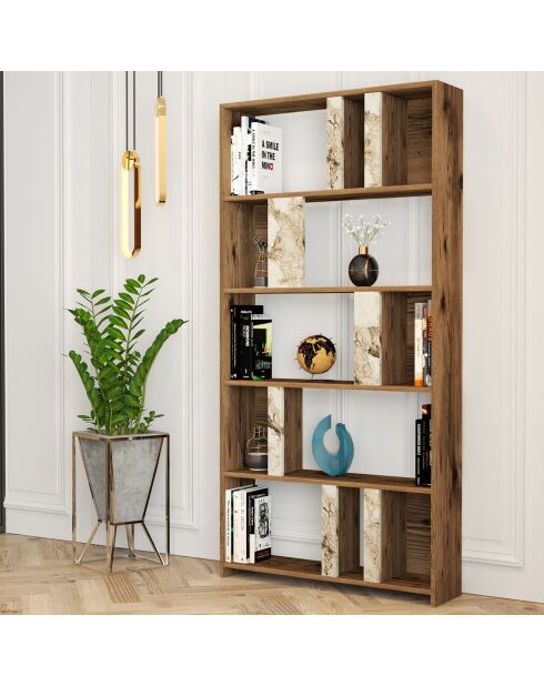 Bibliothèque Lima noyer/blanc - 90x180x20 cm