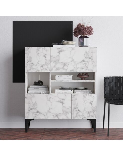 Buffet Krista marbre de carrare - 100x35x125 cm