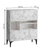 Buffet Krista marbre de carrare - 100x35x125 cm