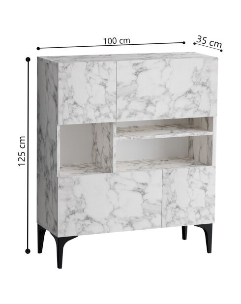 Buffet Krista marbre de carrare - 100x35x125 cm