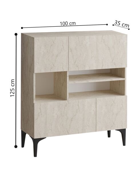 Buffet Krista travertin - 100x35x125 cm