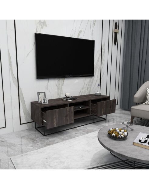 Meuble TV Escape marron foncé/noir - 140x50x40 cm
