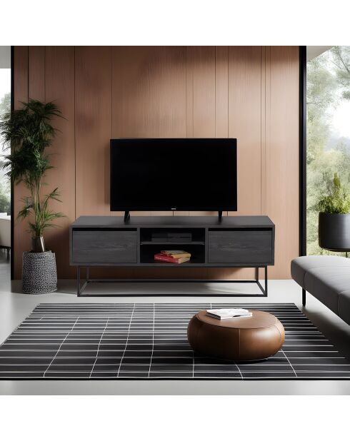 Meuble TV Escape marron foncé/noir - 140x50x40 cm