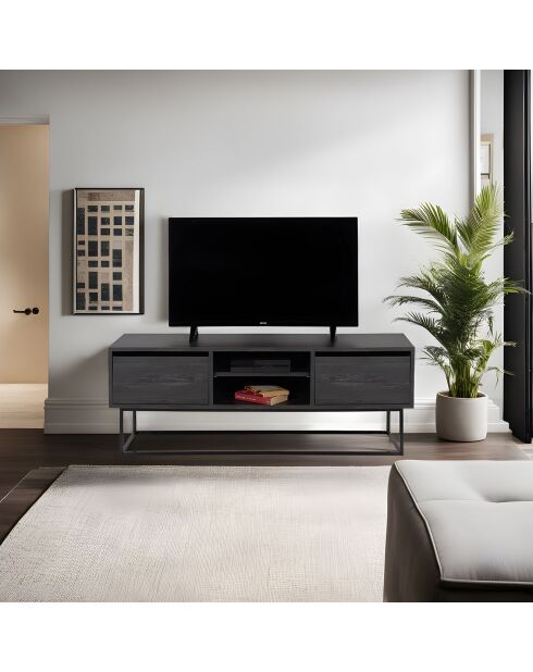 Meuble TV Escape marron foncé/noir - 140x50x40 cm