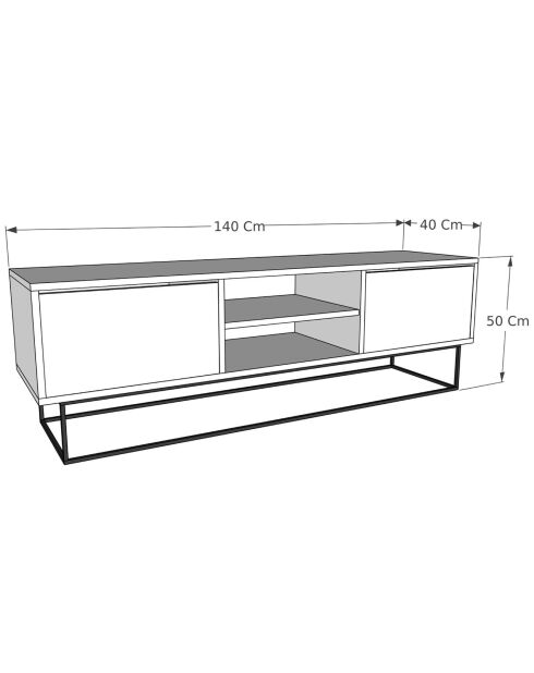 Meuble TV Escape marron foncé/noir - 140x50x40 cm