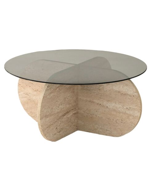 Table basse Bubble travertin/fumée - D.75x35 cm