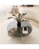 Table basse Bubble travertin/fumée - D.75x35 cm
