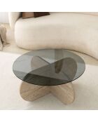 Table basse Bubble travertin/fumée - D.75x35 cm