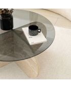 Table basse Bubble travertin/fumée - D.75x35 cm