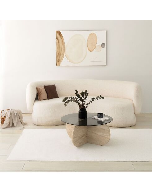 Table basse Bubble travertin/fumée - D.75x35 cm