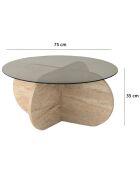 Table basse Bubble travertin/fumée - D.75x35 cm