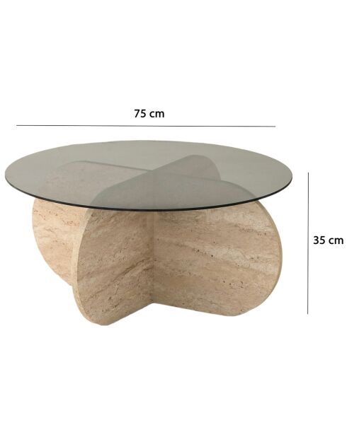 Table basse Bubble travertin/fumée - D.75x35 cm
