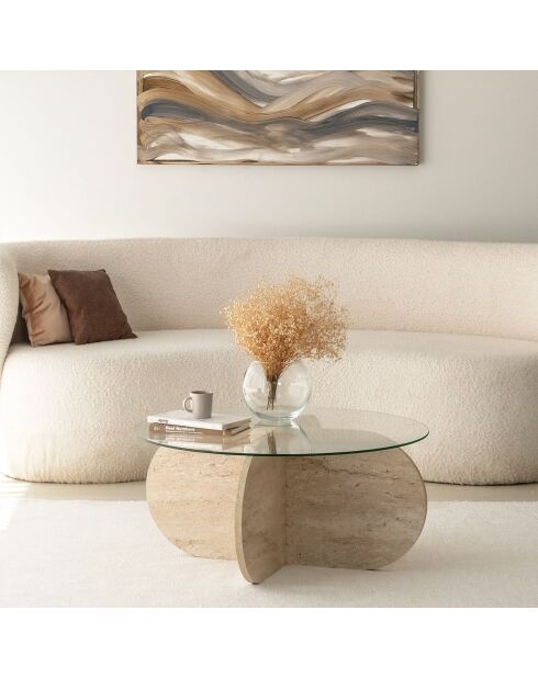 Table basse Bubble travertin - D.75x35 cm