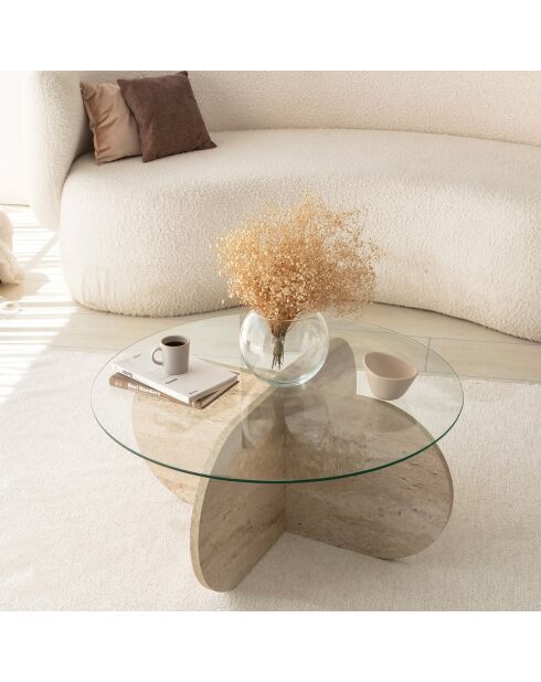 Table basse Bubble travertin - D.75x35 cm