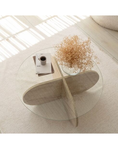 Table basse Bubble travertin - D.75x35 cm
