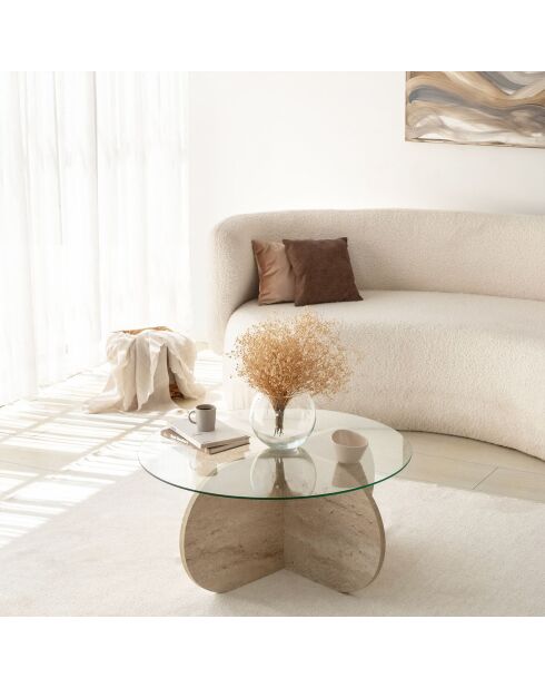 Table basse Bubble travertin - D.75x35 cm