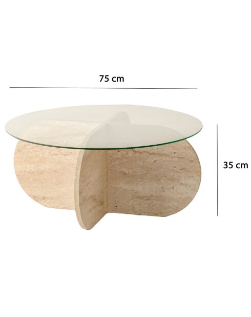 Table basse Bubble travertin - D.75x35 cm