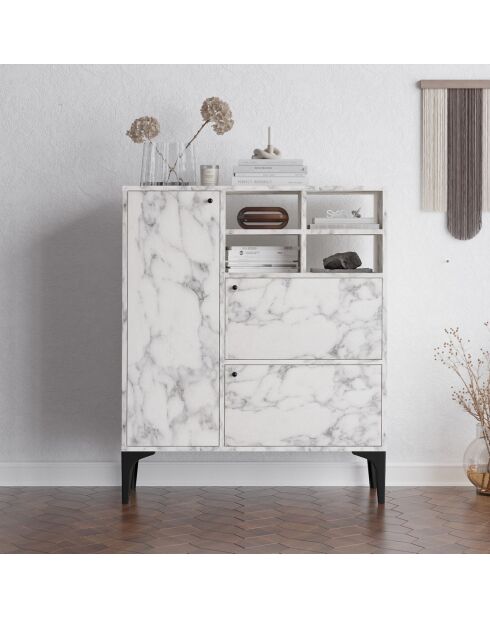 Buffet Ewa marbre de carrare - 100x125x35 cm