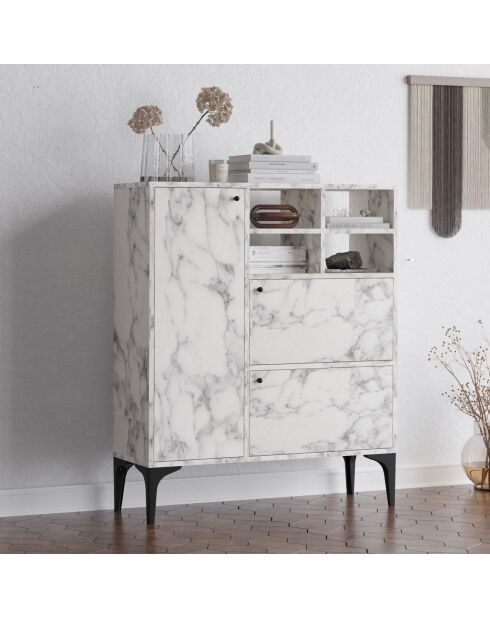 Buffet Ewa marbre de carrare - 100x125x35 cm