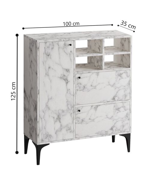 Buffet Ewa marbre de carrare - 100x125x35 cm