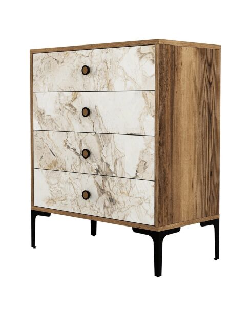 Commode Lizbon noyer/blanc - 76x90.7x40 cm