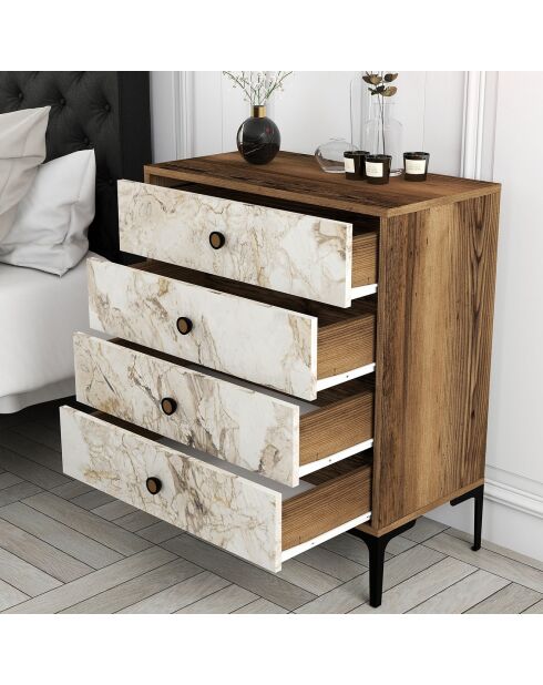 Commode Lizbon noyer/blanc - 76x90.7x40 cm