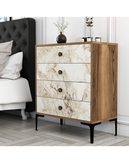 Commode Lizbon noyer/blanc - 76x90.7x40 cm