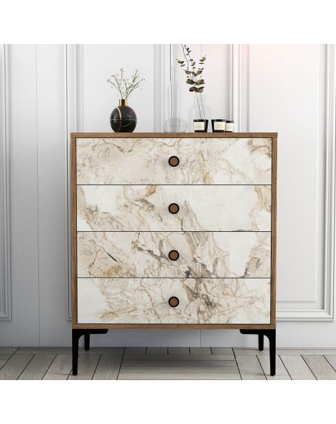 Commode Lizbon noyer/blanc - 76x90.7x40 cm